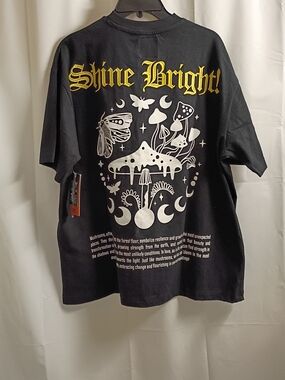 Shine Bright! Black Graphic Mushroom Tee